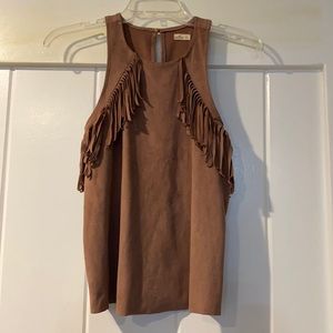 Suede fringe tank top